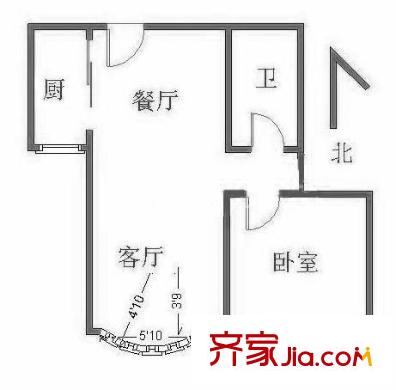 美然动力街区一期 1室 户型图