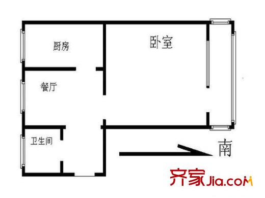 麦子店居住区 1室 户型图