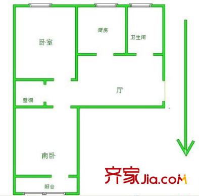麦子店居住区户型图户型图 2室1厅1卫1厨