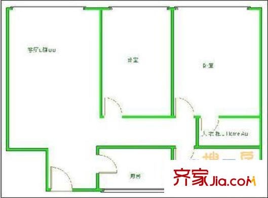 麦子店居住区户型图户型图 2室1厅1卫1厨