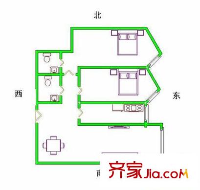 公园5号 2室 户型图