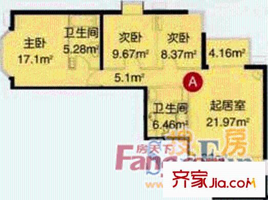 都市经典家园户型图户型图 3室2厅2卫1厨