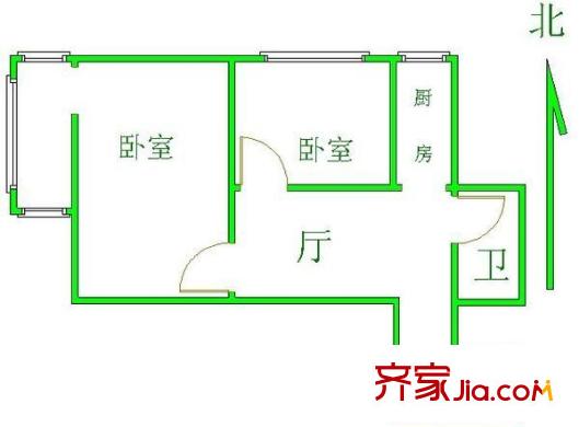 建业苑 2室 户型图