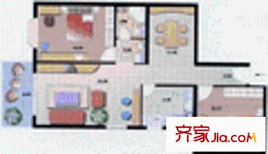 建业苑户型图B户型 2室2厅1卫1厨