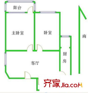 大山子北里户型图户型图 2室1厅1卫1厨