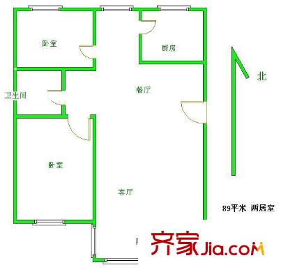 中泽家园户型图户型图 2室1厅1卫1厨