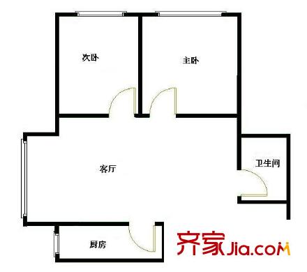 万科金阳国际公寓户型图万科金阳两居室 2室1厅1卫1厨