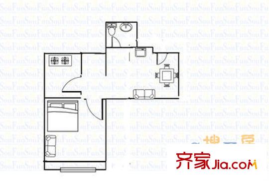 柳芳南里户型图户型图 1室1厅1卫1厨