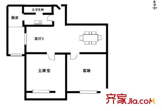 和平街西苑户型图户型图 2室1厅1卫1厨