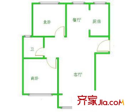 绿丰家园户型图户型图 2室2厅1卫1厨