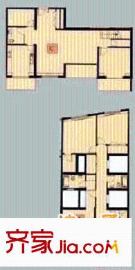 北京科技会展中心公寓户型图C户型 3室2厅2卫1厨
