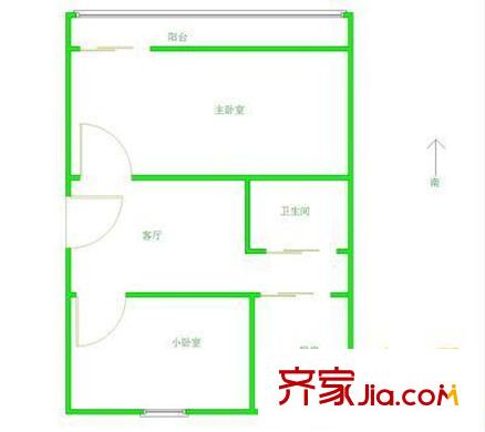 海淀路小区户型图户型图 2室1厅1卫1厨