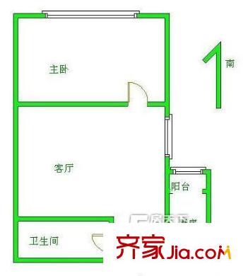 珠江绿洲户型图户型图 1室1厅1卫1厨