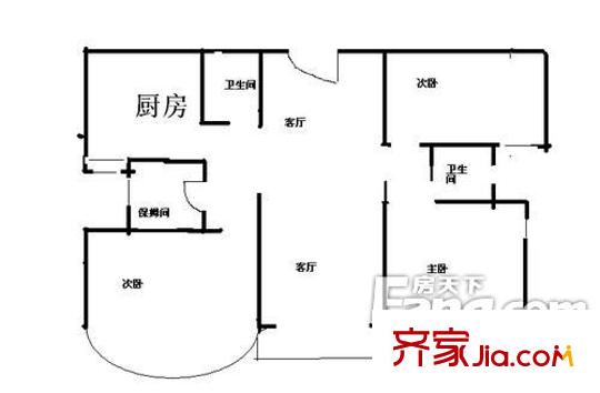 珠江绿洲户型图户型图 4室2厅2卫1厨