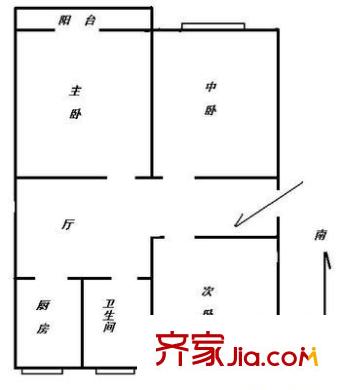 万泉庄户型图3室 户型图 3室1厅1卫1厨