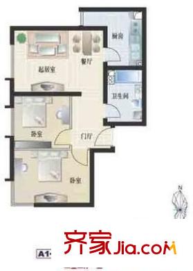 建清园户型图A1-A8#户型 2室2厅1卫1厨