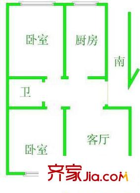 建清园户型图户型图 2室1厅1卫1厨