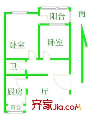 建清园户型图户型图 2室1厅2卫1厨