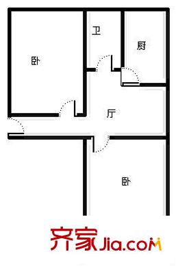科汇社区户型图户型图 2室1厅1卫1厨