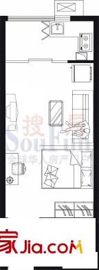 文慧园56号公寓户型图L户型 1室1厅1卫1厨