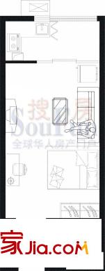 文慧园56号公寓户型图H1户型 1室1厅1卫1厨