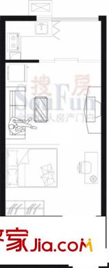 文慧园56号公寓户型图J1户型2-6层户型 1室1厅1卫1厨
