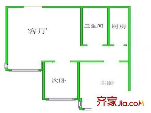 团结湖南里户型图户型图 2室1厅1卫1厨