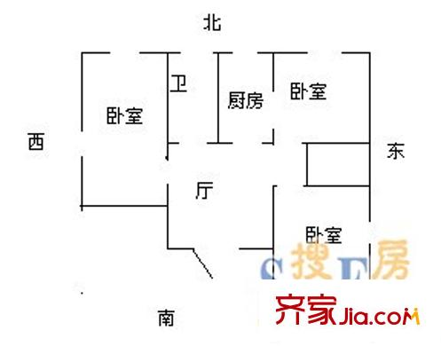 和平街十四区 3室 户型图