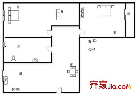 望花路西里户型图户型图 2室1厅1卫1厨