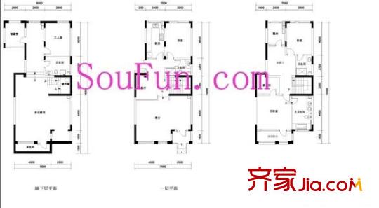 康城二期户型图E中单元下户 6室3厅3卫1厨