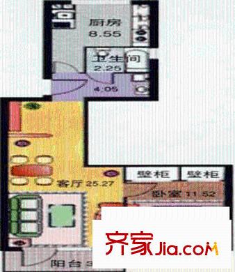 中和家园户型图户型图 1室2厅1卫1厨