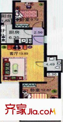 中和家园户型图户型图 2室1厅1卫1厨