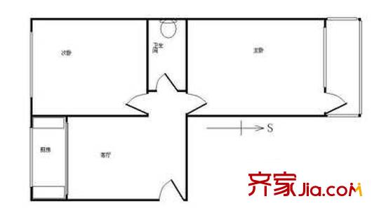 新源里小区户型图户型图 2室1厅1卫1厨