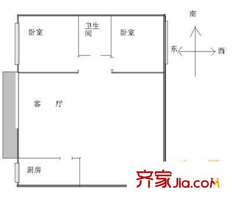 阳光空间户型图户型图 2室1厅1卫1厨