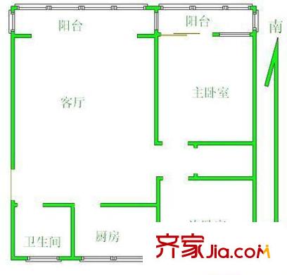 阳光空间户型图户型图 2室1厅1卫1厨