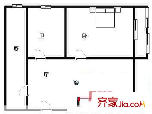 金蝉里户型图户型图 1室1厅1卫1厨