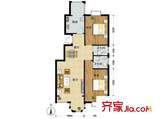 靓景明居 2室 户型图