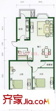 靓景明居户型图户型图 2室2厅1卫1厨