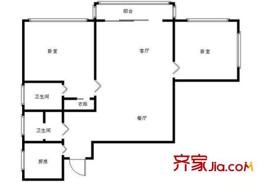 宏源公寓 2室 户型图