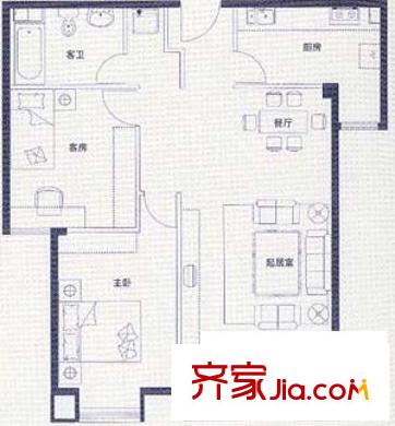 光大名筑户型图户型图 2室2厅1卫1厨