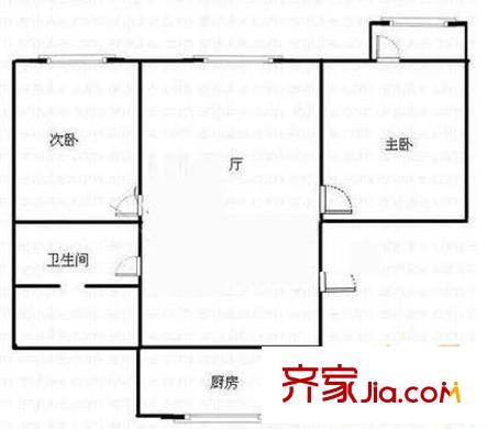 轮胎厂小区户型图户型图 2室1厅1卫1厨