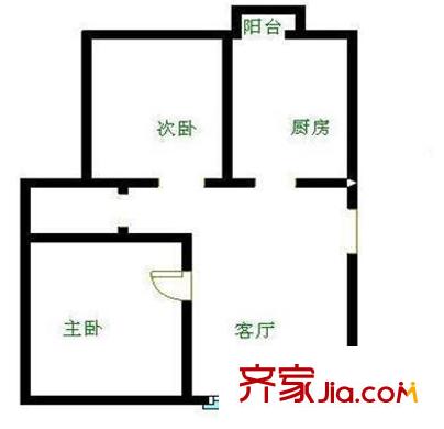 轮胎厂小区户型图户型图 2室1厅1卫1厨