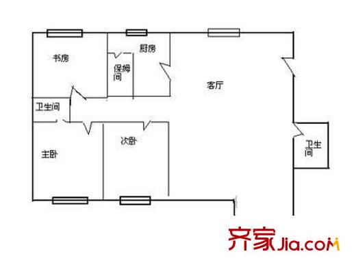 珠江帝景伯爵山户型图户型图 3室1厅2卫1厨