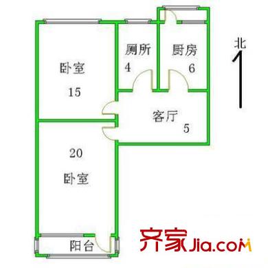 黄庄小区户型图户型图 2室1厅1卫1厨