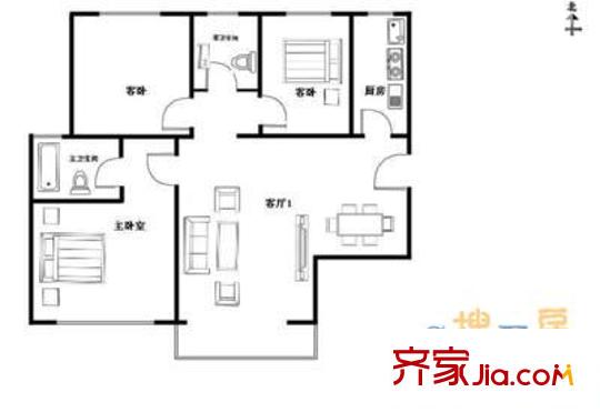 清秀园北区 4室 户型图