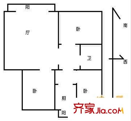 清秀园北区户型图户型图 3室1厅1卫1厨