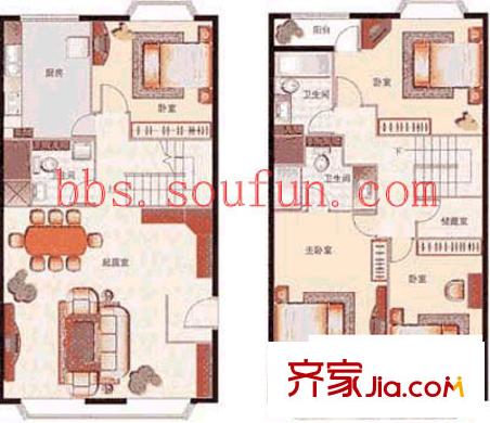 乐澜宝邸户型图跃层 4室2厅3卫1厨