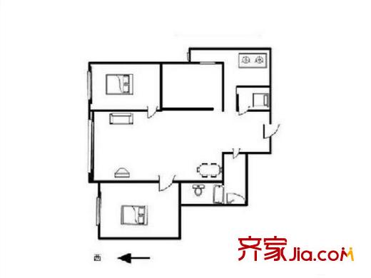 SOHO现代城 3室 户型图