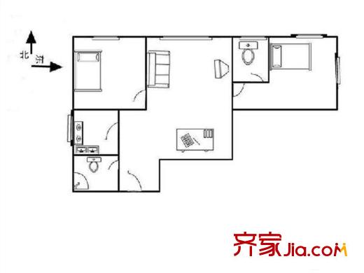 SOHO现代城 2室 户型图