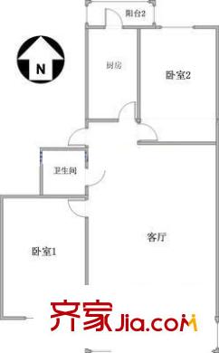 南太平庄北巷户型图户型图 2室1厅1卫1厨